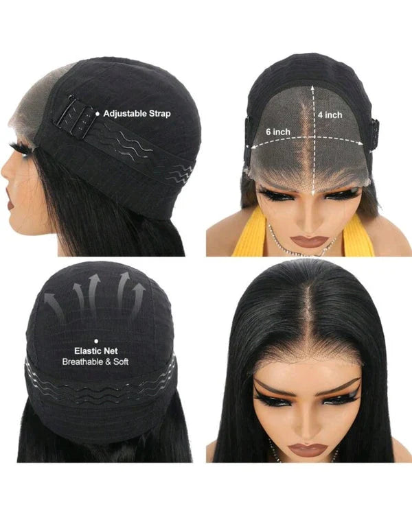 ELEGANT BLACK STRAIGHT LACE FRONT WIG(HUMAN BLEND) 22 Inch