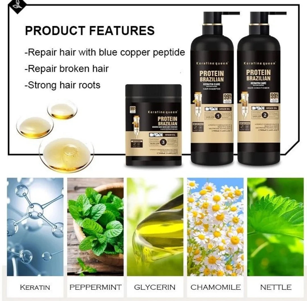 VB PROTEIN BRAZILIAN KERATIN HAIR SHAMPOO, CONDITIONER & MASK SET