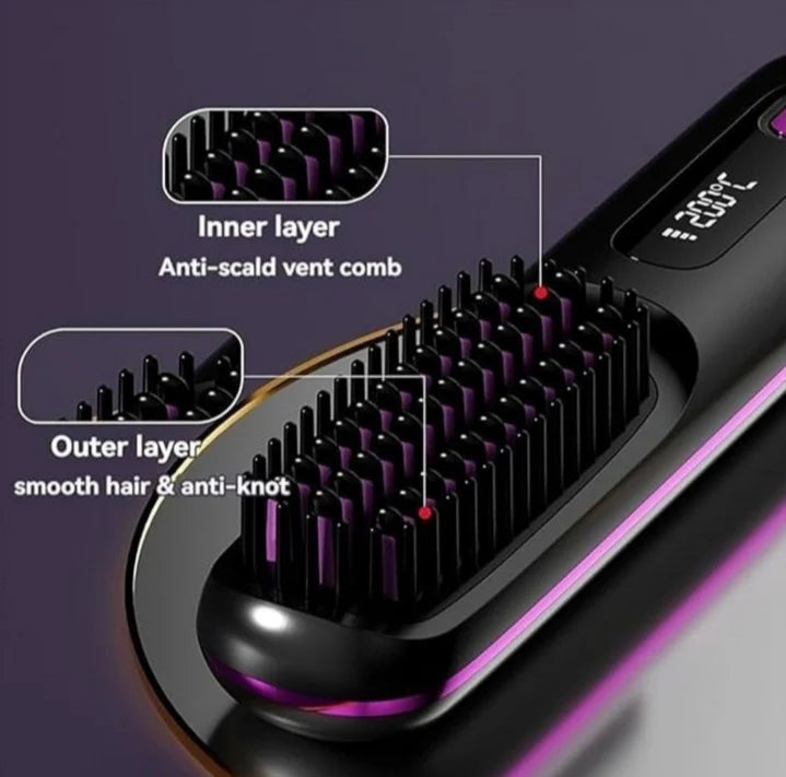 IONIC PORTABLE HEATED STRAIGHTENING BRUSH WITH LED DISPLAY